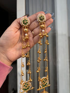 Heer Kashmiri Long Jhumkas Green