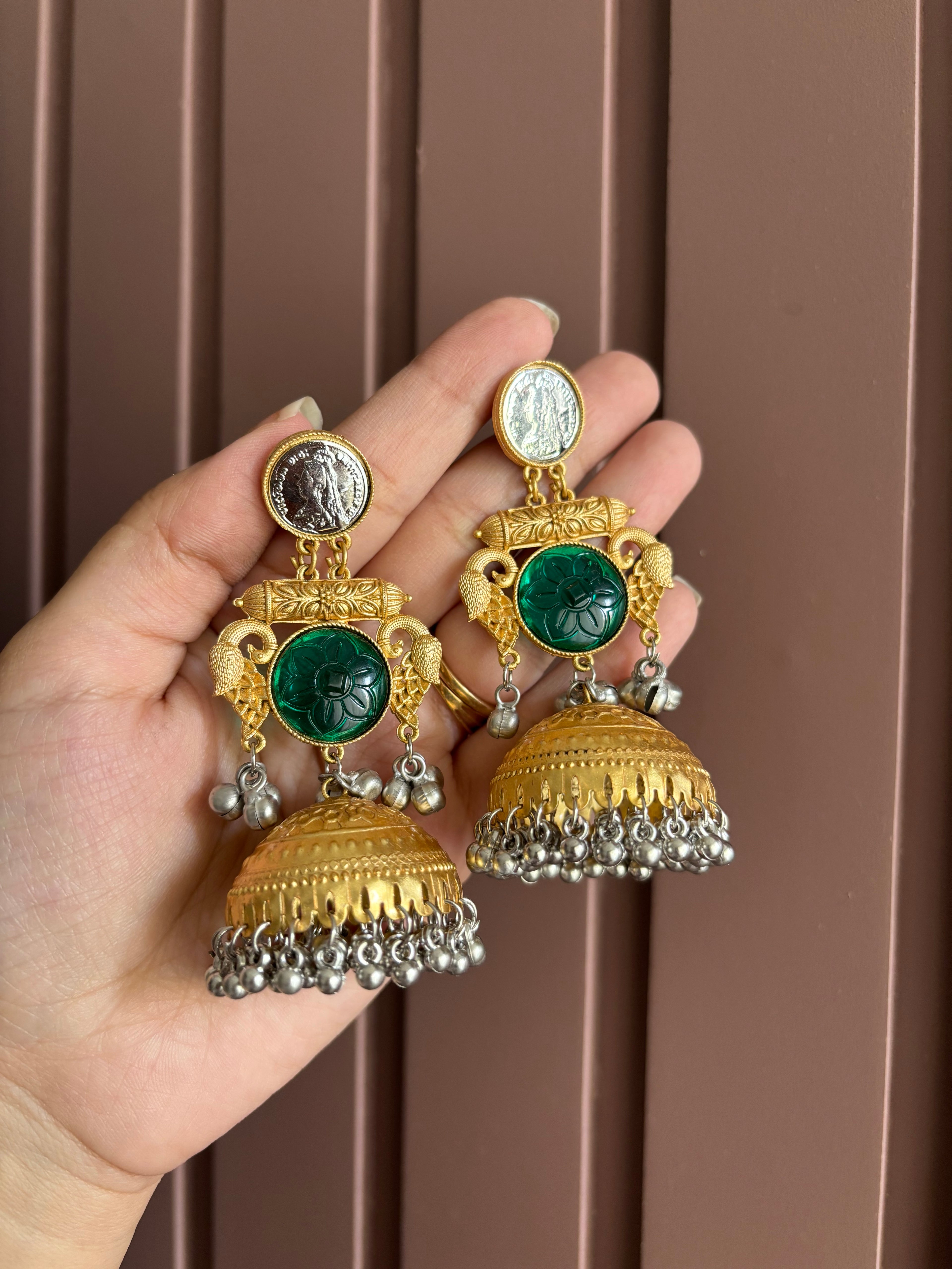 Green Kashmiri Jhumkas