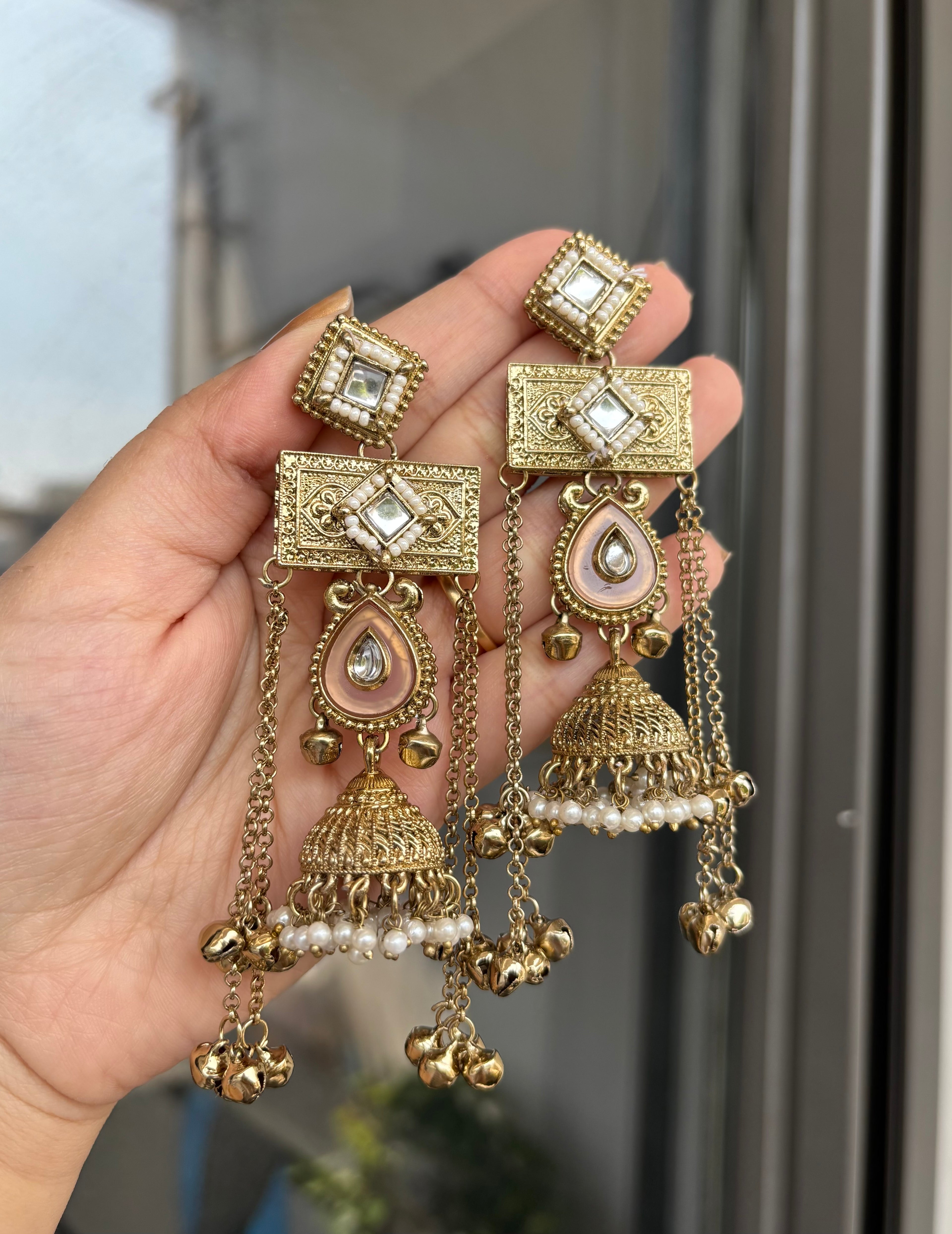 Noor Kashmiri Designer Earrings ( Peach)
