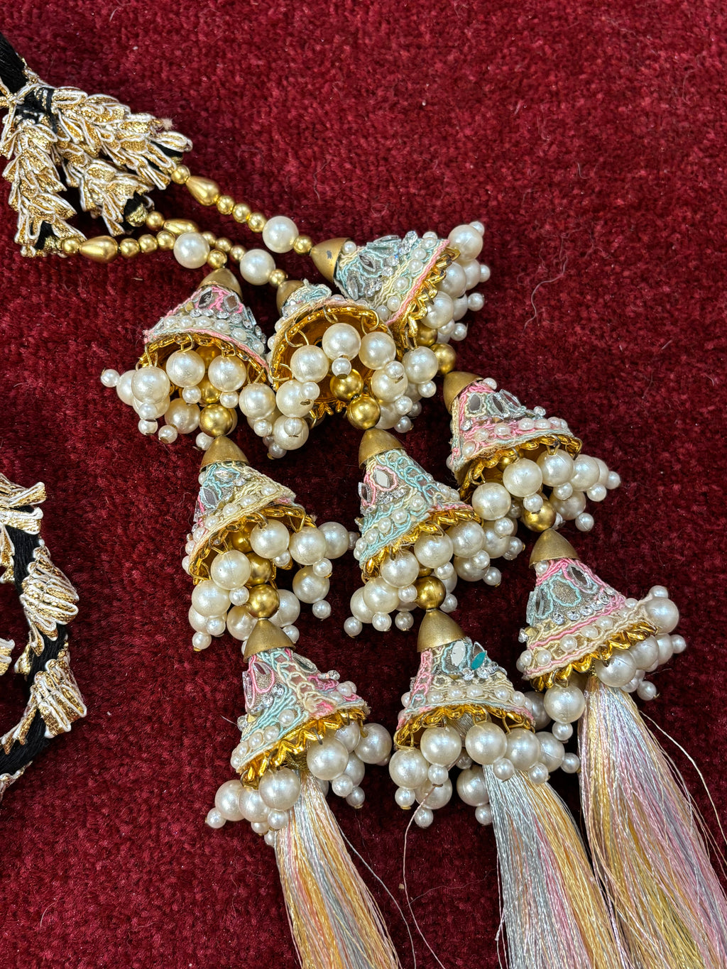 Pastel Colour Mirror & Pearls Touch Parandi