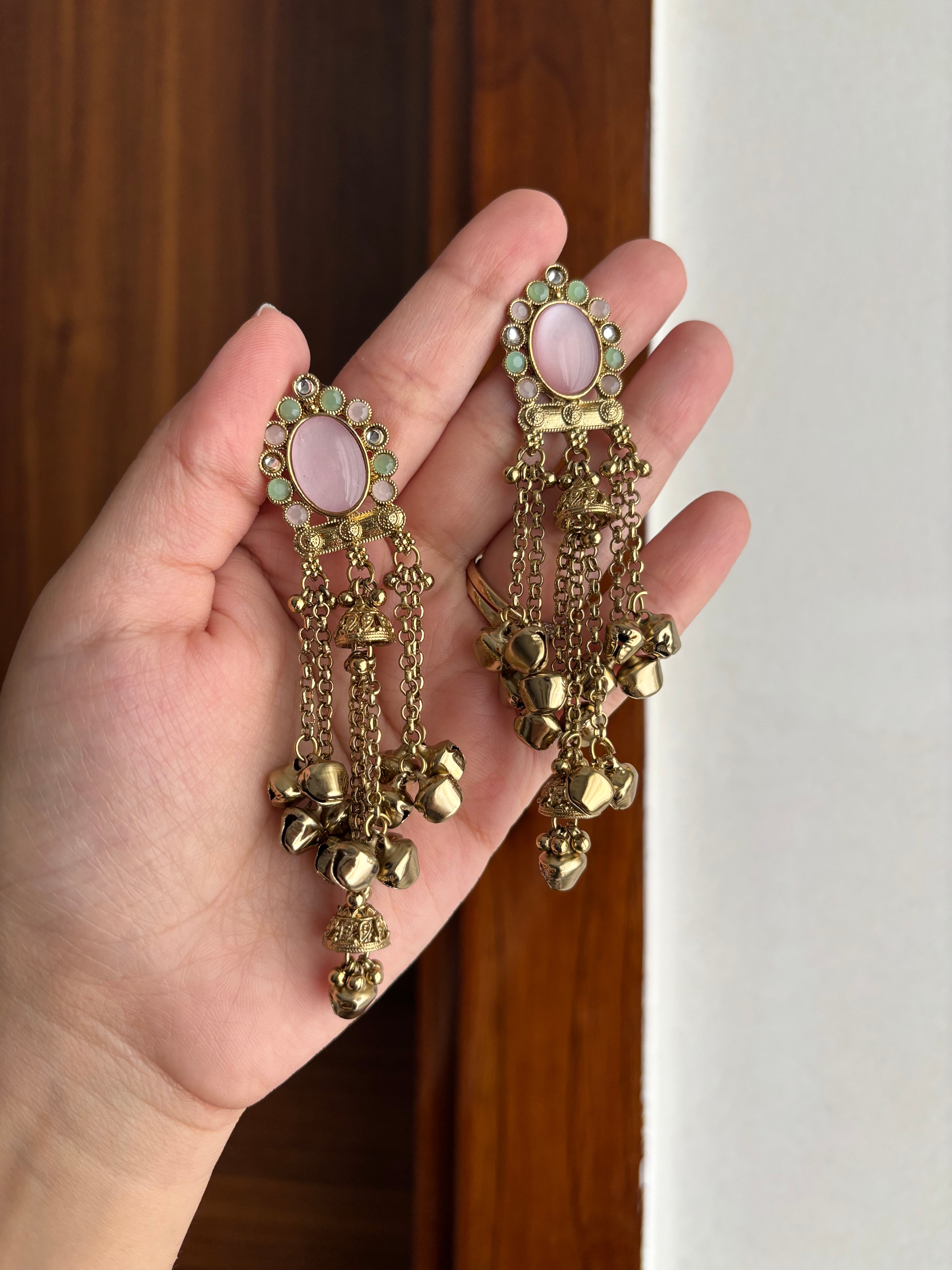 Daisy Ghungroo Earrings (Pink)
