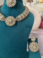 Royal Kundan Hasli Look Necklace With Mang Tikka & Earrings