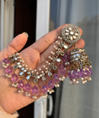 Round Mirror Cut Mang Tikka With Jhumkas & Side Layers