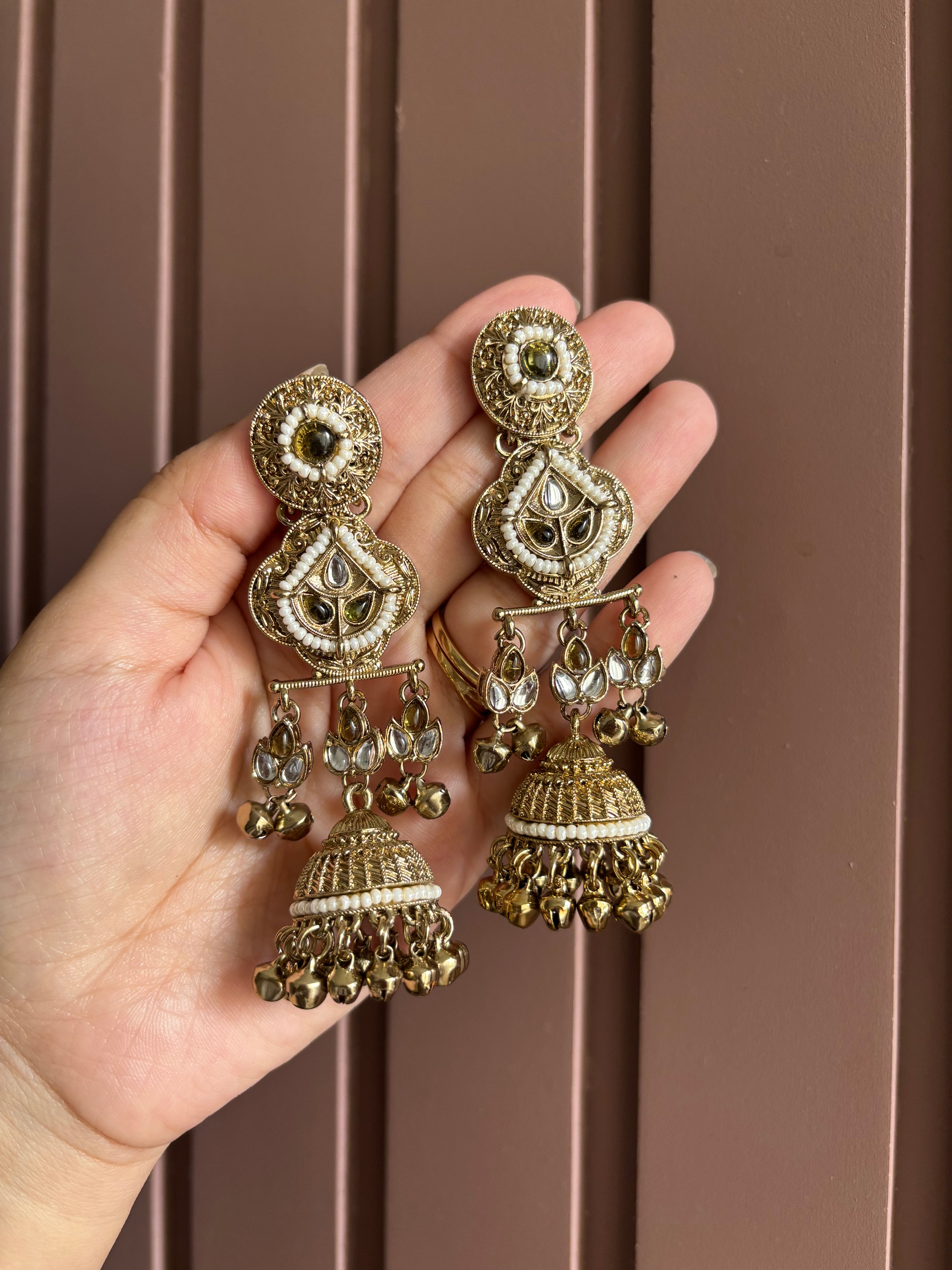Ranno Ghungroo Jhumkas (Olive)