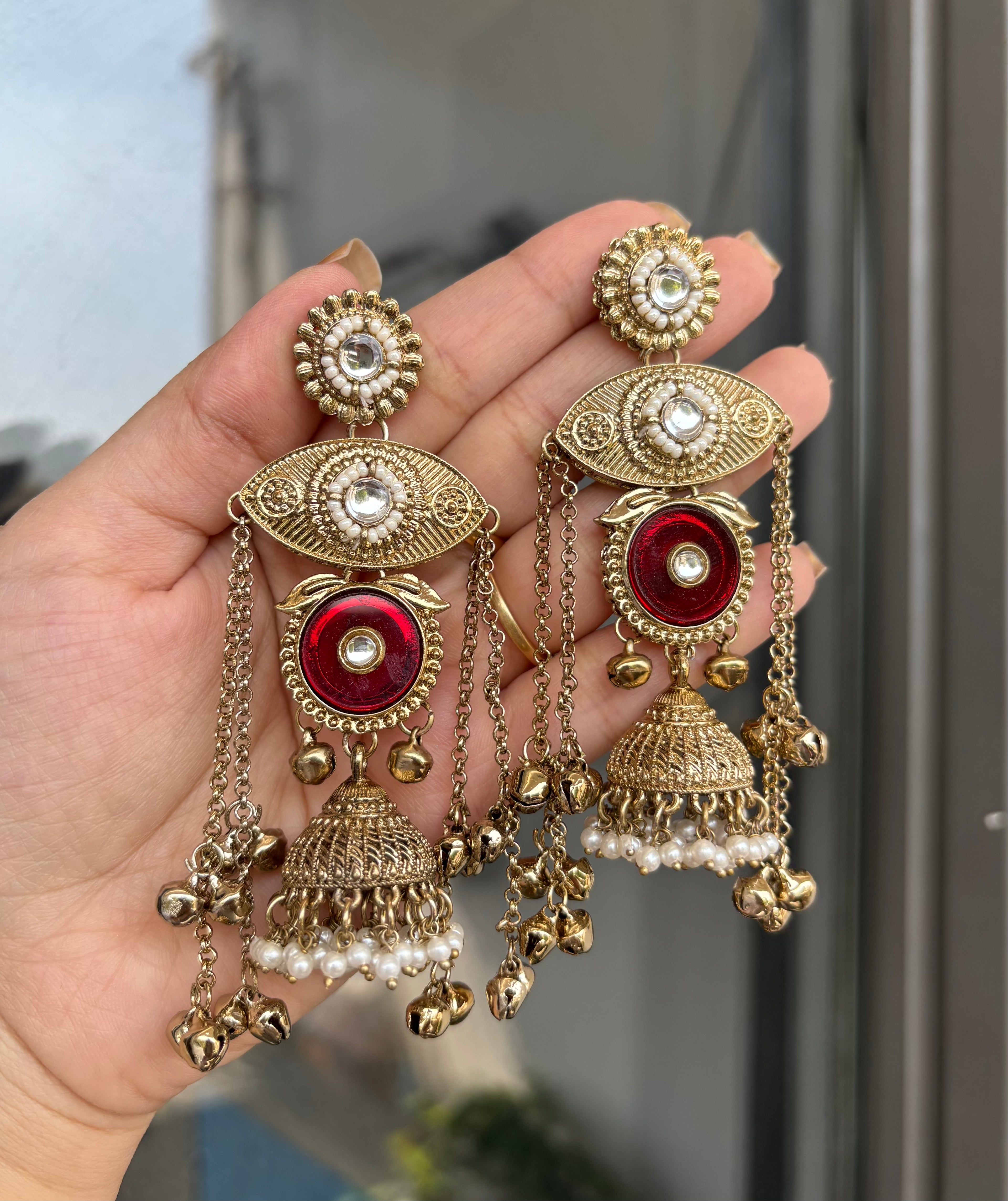Layla Kashmiri Designer Earrings ( Maroon )