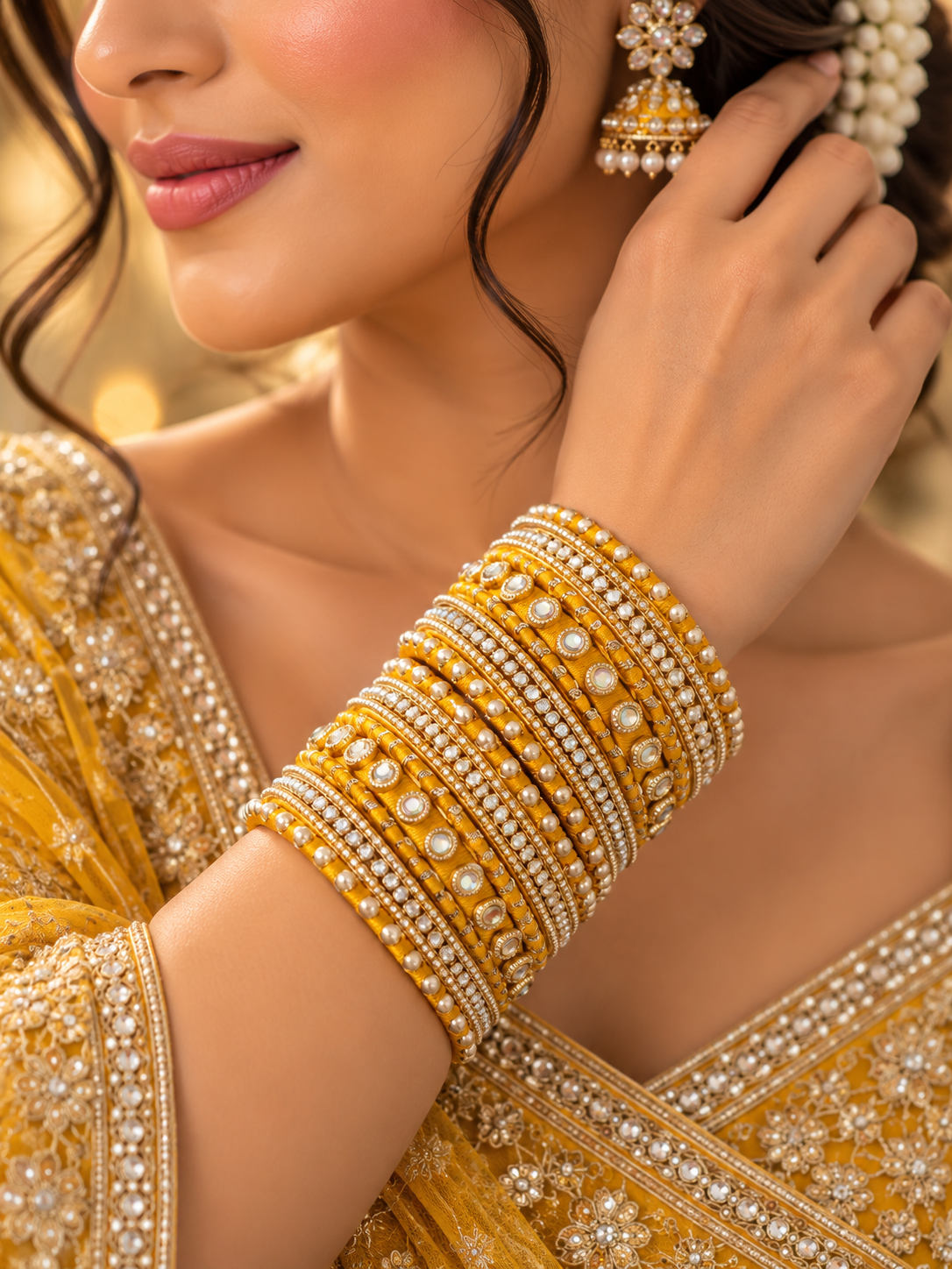 Premium Bangles Set (Yellow)