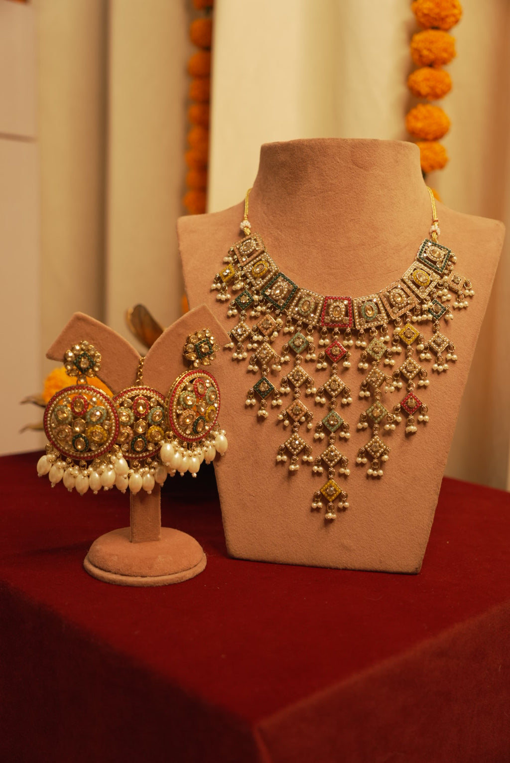 High Quality Designer Pakistani Style Layer Necklace With Mang Tikka & Earrings