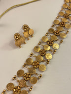Double Ginny Gold Look Necklace With Earrings
