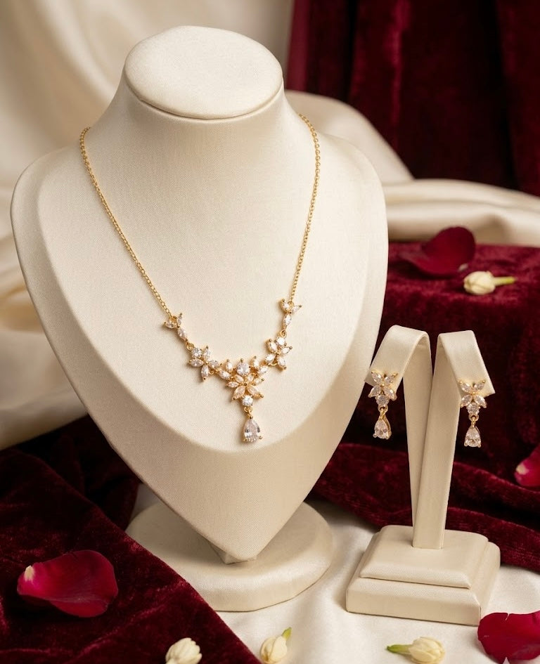 American Diamond Neckchain With Earrings