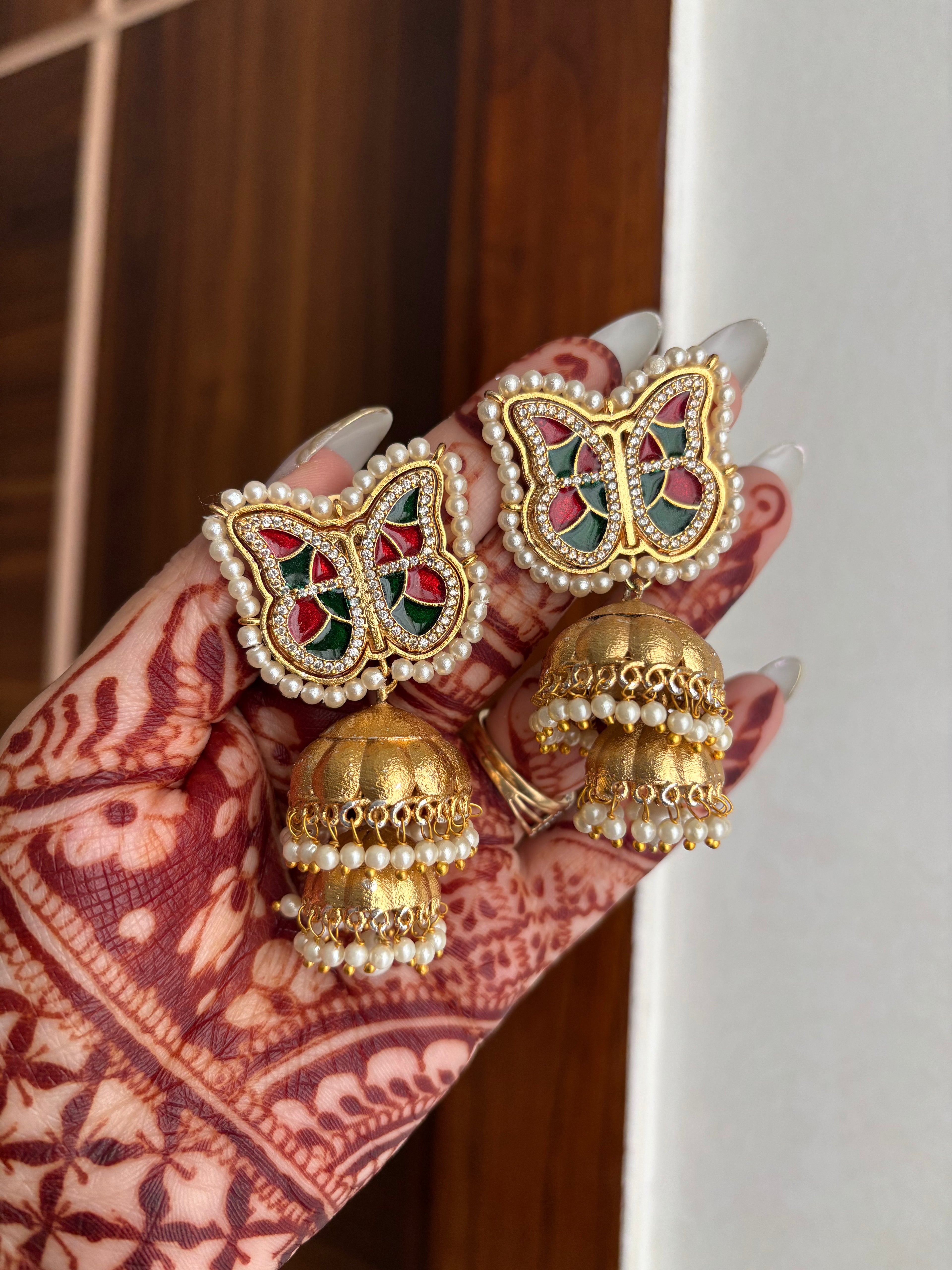 Butterfly Brass Jhumkas